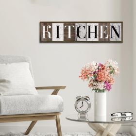 Kitchen Wood Sign, Farmhouse Decor, Wood Framed Kitchen Wall Plaque, Vintage Home Wall Decor, Table Shelf Decoration for Kitchens, Desk Decor Art