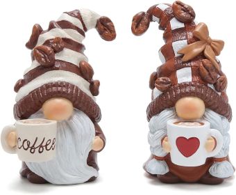 2PCS Coffee Gnomes Figurines - Swedish Tomte Elf Dwarf Decor for Bar, Home, Gifts, Holiday Coffee Corner Decoration