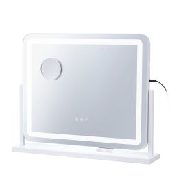Vanity Mirror with Lights, Three Color Lighting Modes, Lighted Makeup LED Mirror, and 5X Magnification,USB Port, Smart Touch Control