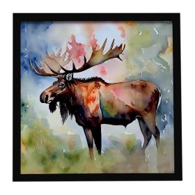 Moose Framed Metal Print Bathroom, Kitchen, Office, Home Decor Wall Art Ready to Hang, Square, 8X8