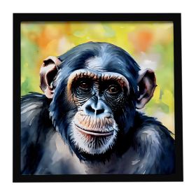 Chimpanzee Framed Metal Print Bathroom, Kitchen, Office, Home Decor Wall Art Ready to Hang, Square, 8X8