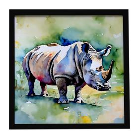 Rhinoceros Framed Metal Print Bathroom, Kitchen, Office, Home Decor Wall Art Ready to Hang, Square, 8X8