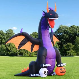 12FT Halloween Inflatables Decoration Giant Ghost With 3-Colored Flame Rotation LED Light Spooky Halloween Decorations Outdoor Blow Up Yard Decor (Option: GiantDragon)