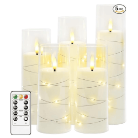 Flameless LED Candles with Timer 5 Pc Flickering Flameless Candles for Romantic Ambiance and Home Decoration Stable (Lamp Type: LED)