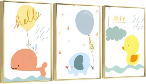 Framed Canvas Wall ArtOil Paintings Impressionism Aesthetic Prints Canvas Paintings for Living Room Bedroom Office Home; 3 Panels (GOLD: 12*16)
